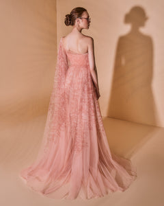 One Shoulder 3D Floral Printed Dress - Sandy Nour