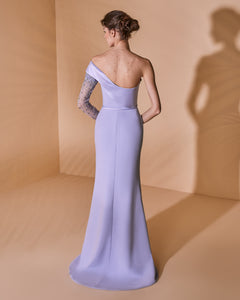 One Shoulder Crystal Sleeve Dress - Sandy Nour