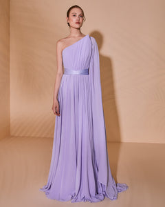 One Shoulder Batwing Peak Dress - Sandy Nour