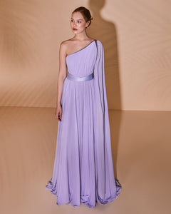 One Shoulder Batwing Peak Dress - Sandy Nour