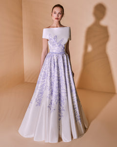 Asymmetric Printed Off The Shoulder Dress - Sandy Nour