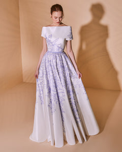 Asymmetric Printed Off The Shoulder Dress - Sandy Nour