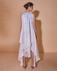 Halter Flared High Low Printed Dress - Sandy Nour