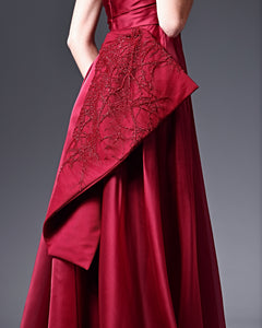 Strapless Asymmetric Draped Silk Organza Dress - Sandy Nour