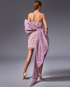 Sweetheart Feathered Mini Dress - Sandy Nour