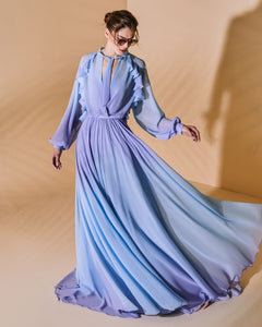 Ruffled Shirt Style Envelop Dress - Sandy Nour