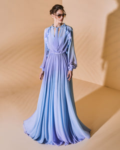 Ruffled Shirt Style Envelop Dress - Sandy Nour